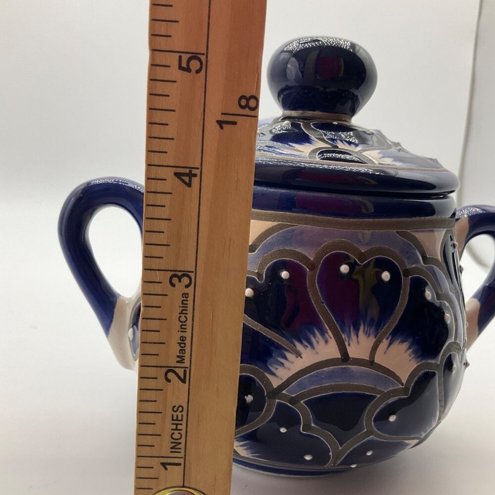 New Hand-Painted Artisan Handmade Talavera Ceramic Sugar Bowl Jar Canister Lided - Picture 7 of 9